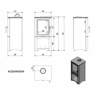 Krāsns Kratki K5 S/W 7kW 1