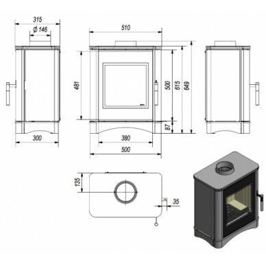 Krāsns Kratki Vega, 5kW 1