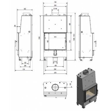 Kamīns Kratki Lucy PW, 12kW 1