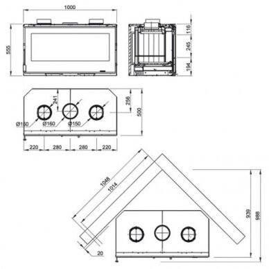 Каминная кассета NORDICA Inserto 100 Crystal Ventilato 8