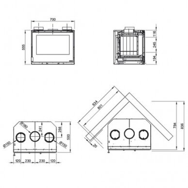 Каминная кассета NORDICA Inserto 70 Crystal Ventilato 4