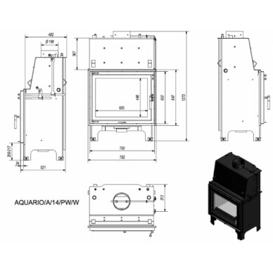 Каминная топка Kratki AQUARIO A14, 14кВт 3