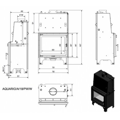 Каминная топка Kratki AQUARIO A18, 18кВт 3