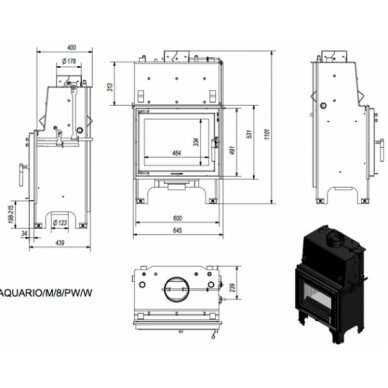 Каминная топка Kratki AQUARIO M8, 8кВт 3