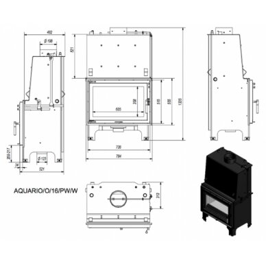 Kamīns Kratki AQUARIO O16, 16kW 3