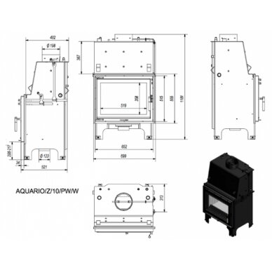 Kamīns Kratki AQUARIO Z10, 9kW 3