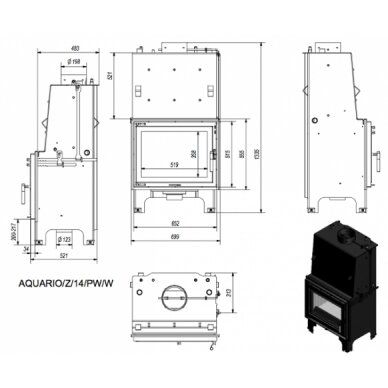 Kamīns Kratki AQUARIO Z14, 12kW 3