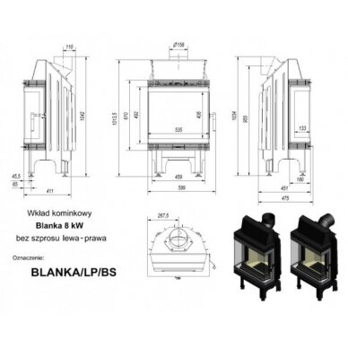 Kamīna kurtuve Kratki Blanka BS3 8kW 1