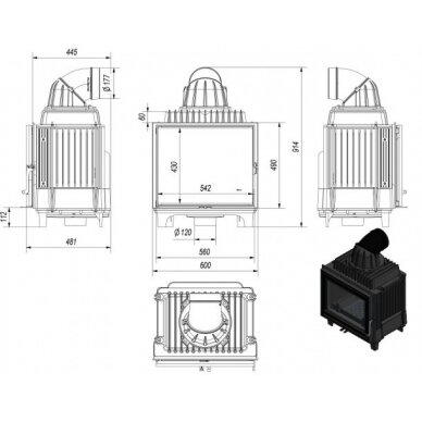 Каминная топка Kratki Franek 10 кВт 2