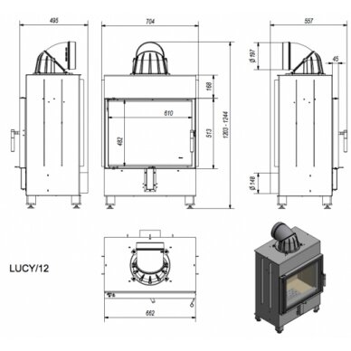 Каминная топка Kratki Lucy 12кВт 1