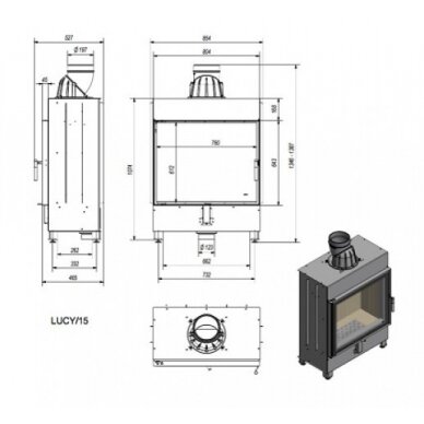 Kamīns Kratki Lucy, 15 kW 2