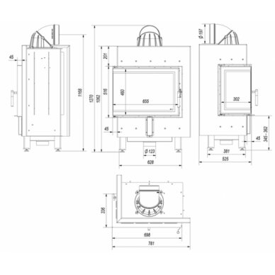 Kamīns Kratki Lucy/L/BS, 12kW 4