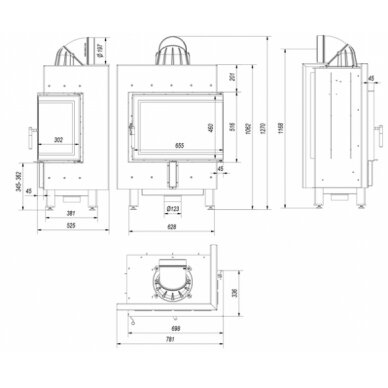 Kamīns Kratki Lucy/P/BS, 12kW 4