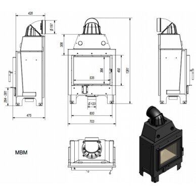 Каминная топка Kratki MBM, 10кВт 1