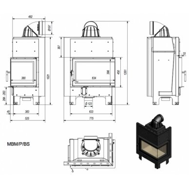 Каминная топка Kratki MBM/P/BS, 10кВт 1