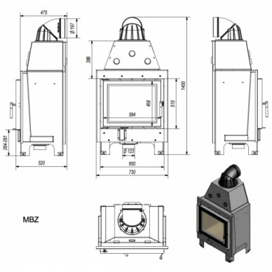 Каминная топка Kratki MBZ, 13кВт 1