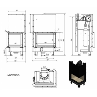 Kamīns Kratki MBZ G/ P/BS, 13kW 2