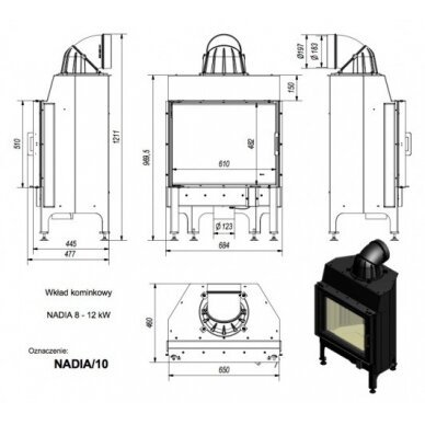 Kamīna kurtuve Kratki Nadia 10kW 1