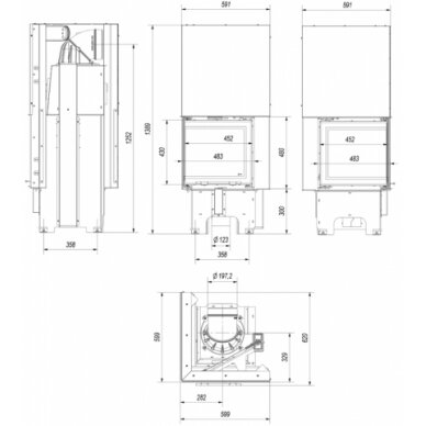 Каминная топка Kratki VNL 480/480 8кВт с угловым стеклом 4