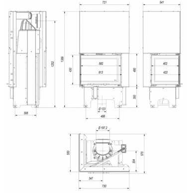 Каминная топка Kratki VNL 610/430 9кВт с угловым стеклом 4