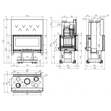 Каминная топка Nordica Focolare 100 Bifacciale Hybrid 3